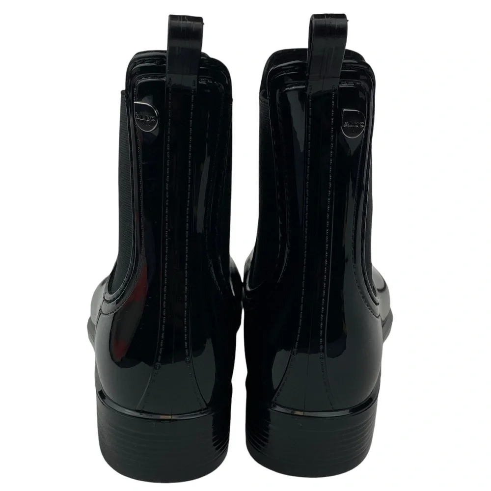 Aldo Chelsea Black Rain Boot Faux Patent Leather Women’s Size 6 US 36 EU